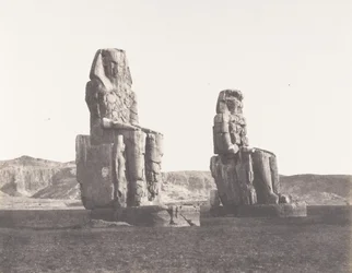 Gournah Thebes, Colosses That of Right, Said of Memnon, 1851-52, print 1853-54.