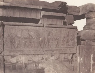 カルナック テーベ、宮殿 - 花崗岩の建設 - 彫刻が施された装飾...、1851-52 年、1853-54 年に印刷。