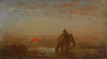 象、19世紀後半、木に油彩