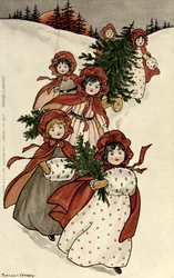 ホリーとクリスマスツリーの女の子