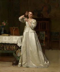 Mulher com Espelho (óleo sobre painel)