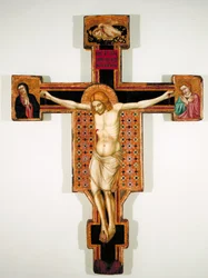 描かれた十字架、c.1325-35（パネル上のテンペラ）