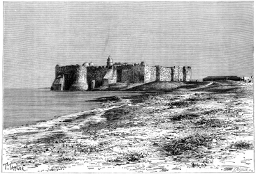 Jerba島、Humt Suk、チュニジア、c1890近くの城