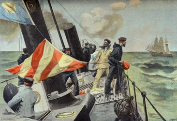 スペイン商船の拿捕、1898年の米西戦争（エングレーヴィング）