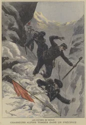 フランスのシャセルアルペン山岳軍が絶壁の上に落下
