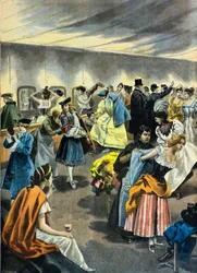 1896年パリ、産業宮殿で準備するブッフ・グラ(版画)