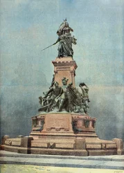 1557年、スペイン人に対するサン・カンタン防衛の記念碑（版画）