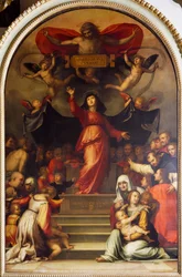 フラ・バルトロメオとして知られるバルトロメオ・デッラ・ポルタ作「慈悲の聖母」（1472-1517年）、絵画。