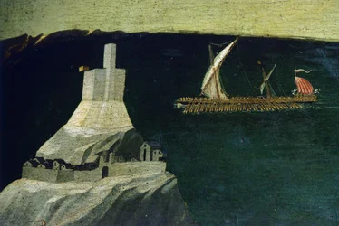 ボート、Thebaidの詳細、1418-1420年頃（パネルのテンペラ）