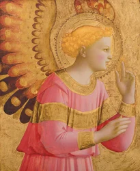 Annunciatory Angel、1450-55（木製パネルの金箔とテンペラ）（139312も参照）