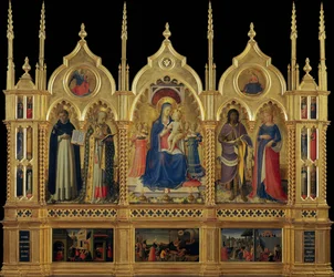 子連れのマリアと聖人たち ペルージャの祭壇画 1437年頃