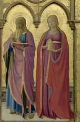 聖人マタイとマグダラのマリア。コルトーナのポリプティック、1437年頃。