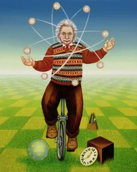 Einstein Juggling with Time、2000（oil＆tempera on panel）