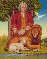 JS Bachs（1685-1750）Peaceable Kingdom、2000（oil on tempera on panel）