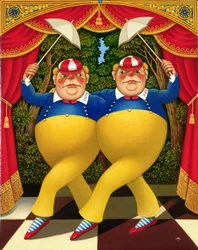 Tweedledum and Tweedledee、1998（パネル上のオイルとテンペラ）