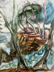 風景、1935年頃（紙に水彩）