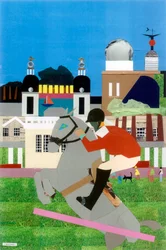 2012年グリニッジ公園でのオリンピック馬術競技（紙にコラージュ）