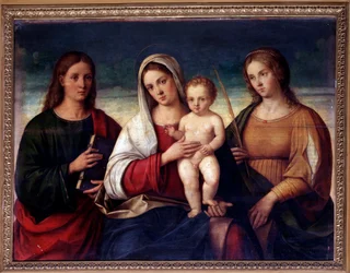聖ヨハネと聖カタリナに囲まれた子供を持つ聖母（絵画