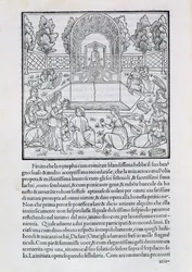 ポリアの恋人とニンフ、フランチェスココロンナ作「ヒプネロトマキアポリフィリ」のコピーからのイラスト（c.1432-1527）