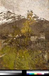 初雪、風景画 フランチェスコ・フィリッピーニ（1853-1895）作 1889年 個人蔵