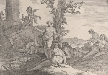 Bacchanals and Histories、1744年からの6人のニンフと2つのプッティ。