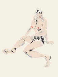 赤い唇の女性のスケッチ