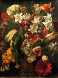 フランチェスコ・ハイエズ（1791-1882）作「花」、油彩・キャンバス、51x39,2cm