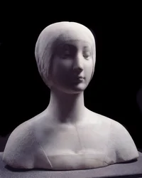 ベアトリーチェ・ダラゴンと呼ばれる若い女性の胸像。フランチェスコ・ダ・ラウラーナに帰属する大理石彫刻