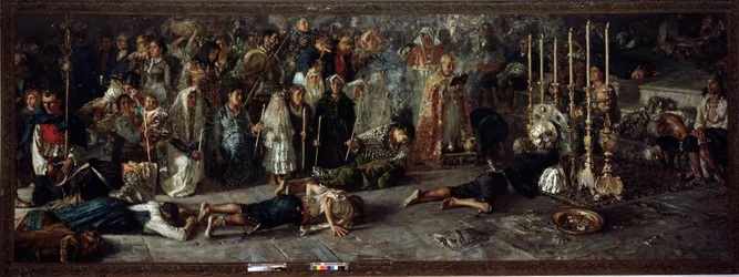 投票 (7 月 27 日、イタリア、アブルッツォのミリアニコで聖パンタレオンへのオマージュの祭典) - キャンバスに油彩