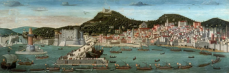 タボラ・ストロッツィ。ナポリの眺め、アラゴン艦隊は1465年7月12日に港に入港しました