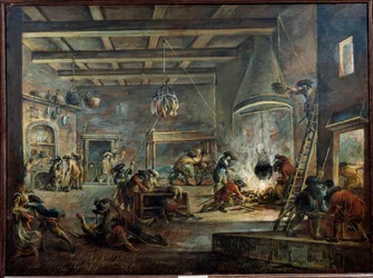 農場を略奪する様子。フランチェスコ・シモニーニ（1686-1753）がジャック・キャロの後に描いたもの。