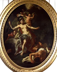 アメリカのアレゴリー フランチェスコ・ソリメーナ（1657-1747）の工房の絵（ec.ital.） 1738年 ラ・ロシェル、新世界博物館。