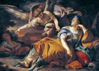 ハガルと天使」フランチェスコ・ソリメーナ（1657-1747）作、油彩・キャンバス