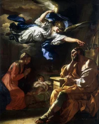 「ヨセフの夢」または「ヨセフと天使」または「聖ヨセフの夢フランチェスコ・ソリメーナ（1657-1747）作 1696-1697 パリ、ルーヴル美術館
