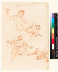 Recto：学習シート。 Verso：インクの落書きが少しあります。カーテンの研究かもしれません。 、1700〜1799