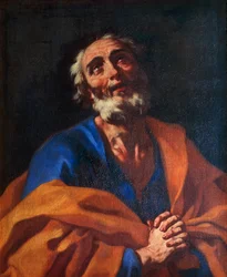 フランチェスコ・ソリメーナ（1657-1747）作「サン・ピエトロ」、油彩・キャンバス、79x65cm。