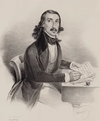 歌手で作曲家のジャシント・マラスの肖像 1810～1883年、1840年。