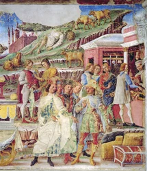 The Triumph of Mercury: June, from the Room of the Months, c.1467-70 (fresco) (detail)   1426501   ja       japanese Successfully Translated  Original: Square Napoléon Translat: Square Napoléon 1252547 ja japanese Successfully Translated Original: Standing