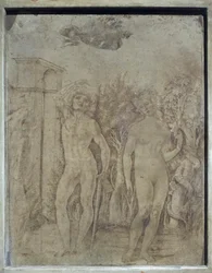 アダムとイヴ 1470年頃 羊皮紙にペンとインク