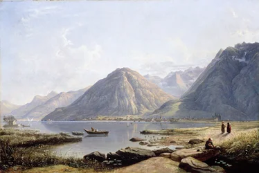 ヴィルヌーヴの町とジュネーブ湖の眺め、1836