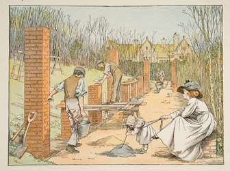 The Builder, from Four and Twenty Toilers, pub.1900年（カラーリトグラフ）