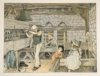 時計じかけの人』（『4人と20人の労働者』より）。1900年（カラーリトグラフ）