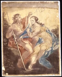 金星とアドニス、ベンジャミン・ウェスト（1738-1820）1778-81（機械絵画）の絵画後