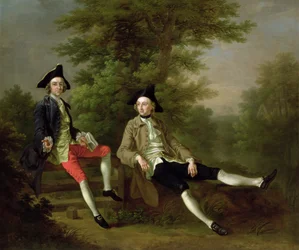 デビッド・ギャリックの肖像（1717-79）（左）とウィリアム・ウィンダムのフェルブリッグ（1717-61）（右）c.1745