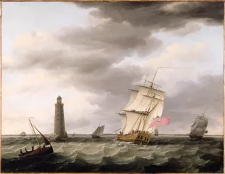 エディストーン灯台を通過する戦争の男、1773年
