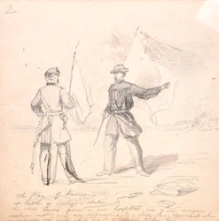 休戦の旗」1860年頃（紙に鉛筆）