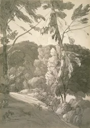No.1091森の風景（インディノワールの情景）1783年（紙に鉛筆、ペン、インクでウォッシュ）