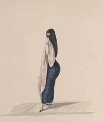 サヤを着た女性の横顔（ペルーの女性を描いた絵の中から）、約184年