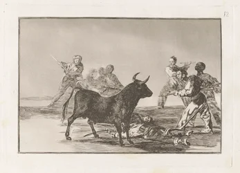 The Rabble Hamstring the Bull with Lances, Sickles, Banderillas and Other Arms, Plate 12 from 闘牛