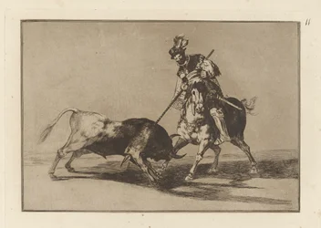 El Cid Campeador lanceando otro toro (The Cid Campeador Spearing Another Bull), Plate 11 from La tauromaquia